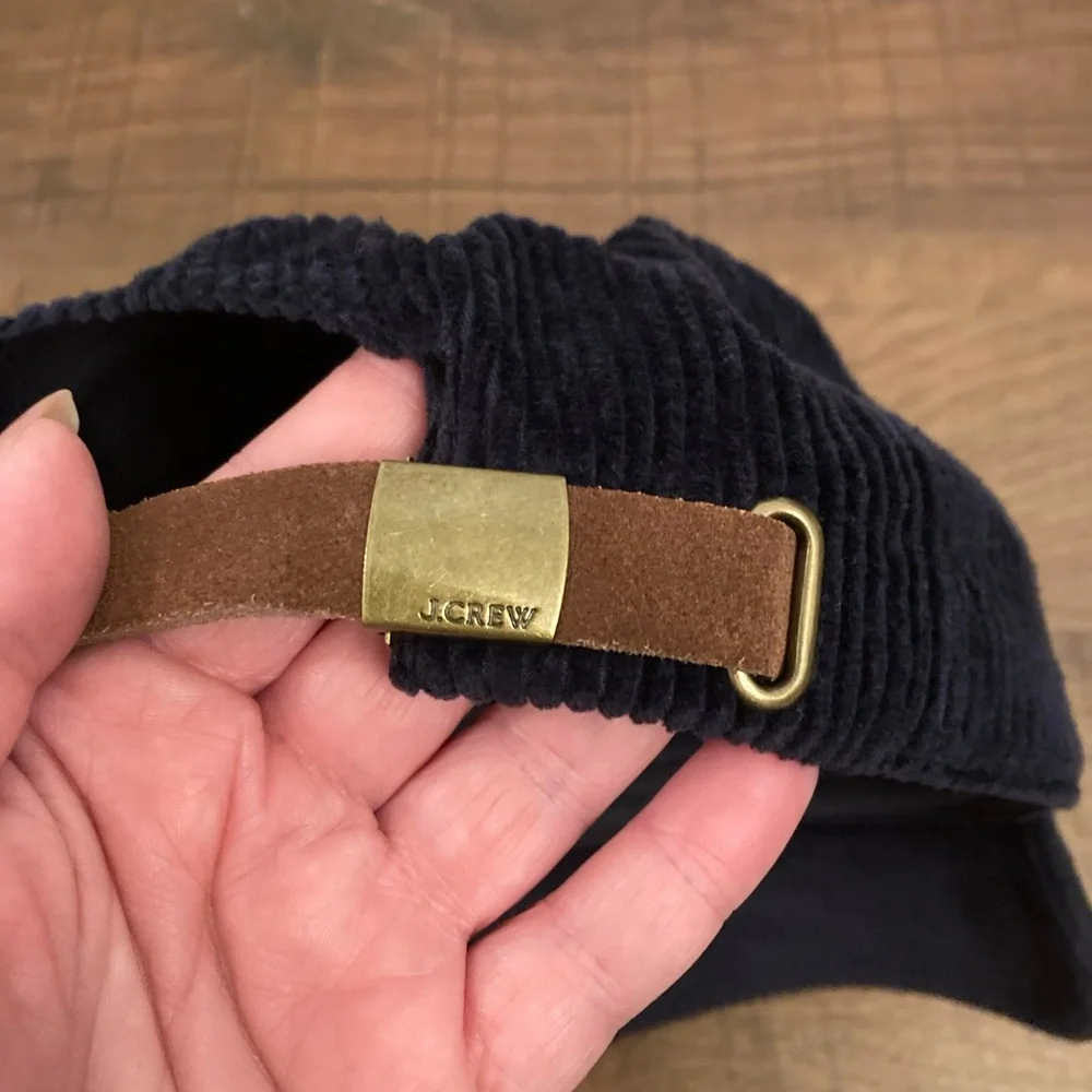 J. Crew Oarsman Logo Corduroy Hat Navy Heritage Collection Crest Logo StrapBack